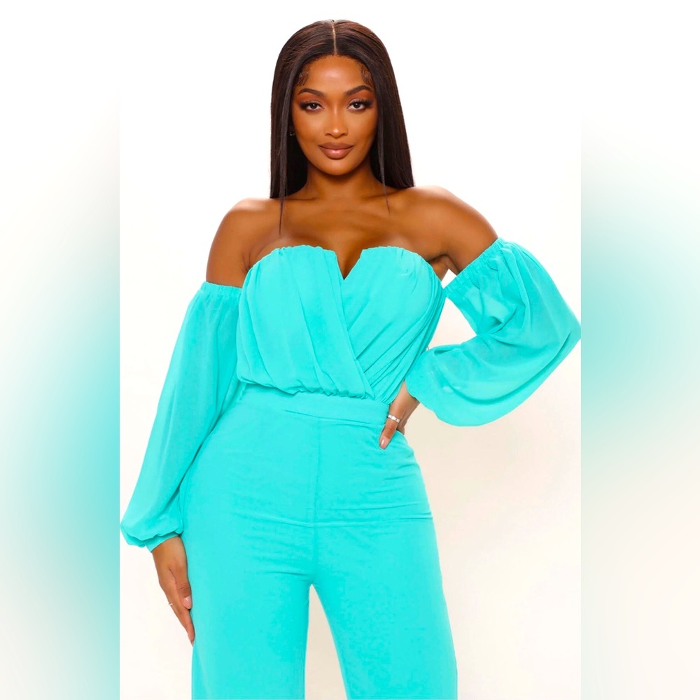 New Pre Owned Tiffany Inspired Off-shoulder Jumpsuit XL